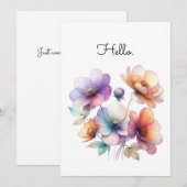 Carte Bouquet de fleurs aquarelles personnalisables (Devant / Derrière)