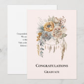 Carte Bouquet de fleurs Boho en couleurs neutres Graduat (Devant / Derrière)
