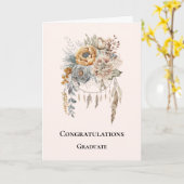 Carte Bouquet de fleurs Boho et Dreamcatcher Graduation (Fleur jaune)
