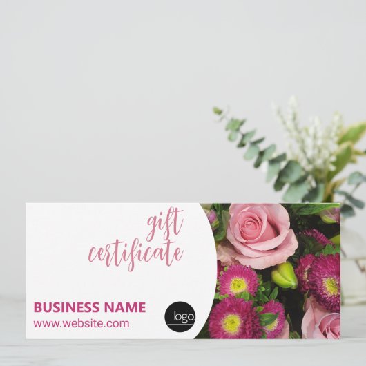 CARTE BOUQUET DE FLEURS BUSINESS LOGO CADEAU CERTIFICAT (Debout devant)