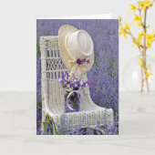 Carte Bouquet de fleurs casquettes et violettes sur chai (Fleur jaune)