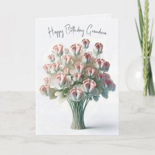 Carte Bouquet de fleurs d'anniversaire de grand-mère ave