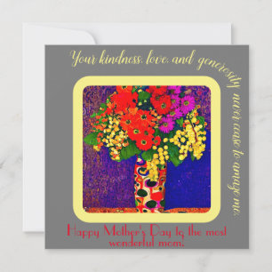 Carte Bouquet de fleurs dans un vase - bonne fête des mè