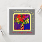 Carte Bouquet de fleurs dans un vase - Jour de la mère h (Devant/Arrière en situation)