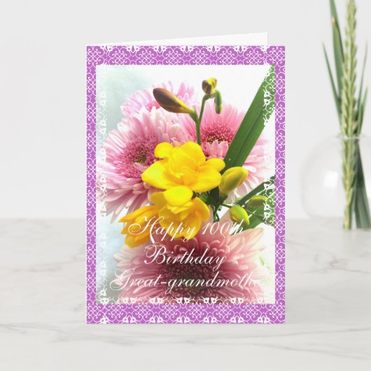 Carte Bouquet de fleurs de 100e anniversaire de la grand (Devant)