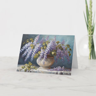 Carte Bouquet de fleurs de glycine dans un vase