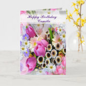 Carte Bouquet de fleurs de printemps personnalisées Joye (Fleur jaune)