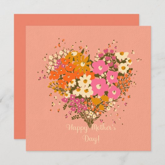Carte Bouquet de fleurs de printemps pour mère (Devant / Derrière)