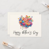 Carte Bouquet de fleurs d'été Fantaisie Bohème (Devant/Arrière en situation)