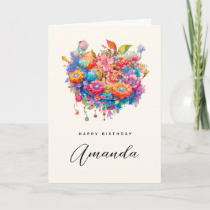 Carte Bouquet de fleurs d'été Whimsical Boho Anniversair