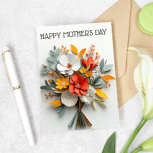 Carte Bouquet de fleurs en papier pour la fête des mères