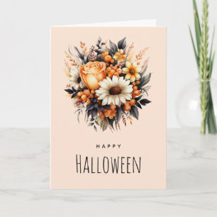 Carte Bouquet de fleurs gris jaune orange Halloween