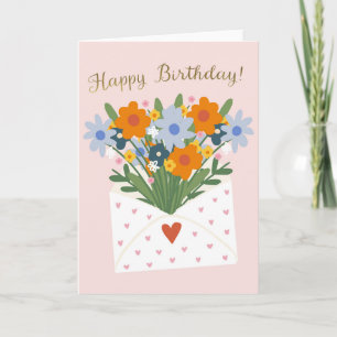 Carte Bouquet de fleurs Joyeux Anniversaire pour son cad