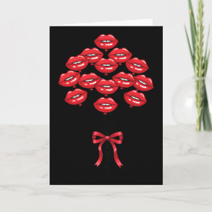 Carte Bouquet de fleurs Lloons Kiss lèvres rouges brilla