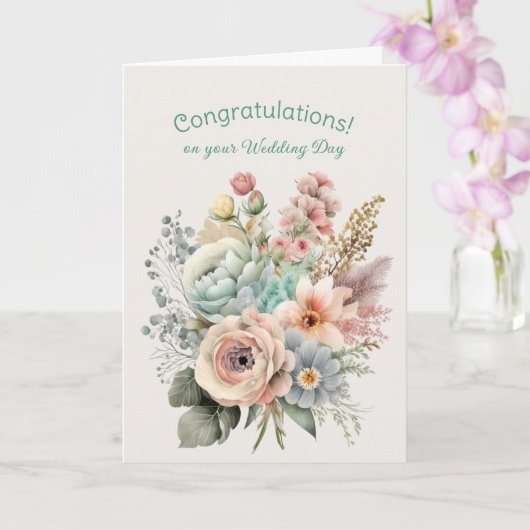 Carte Bouquet de Fleurs Mixtes Mariages Félicitations (Orchidée)