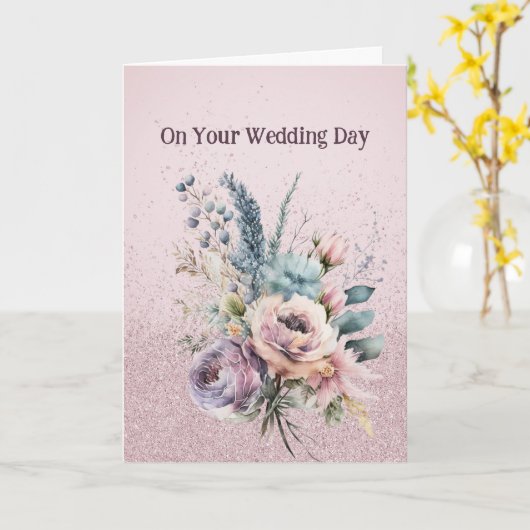 Carte Bouquet de Fleurs Mixtes Mariages Félicitations (Fleur jaune)