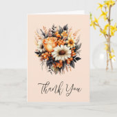 Carte Bouquet de fleurs orange jaune gris Merci (Fleur jaune)