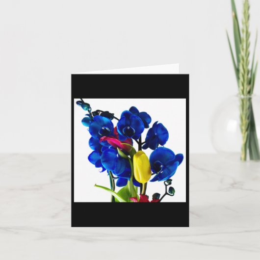 Carte Bouquet De Fleurs - Orchidées Bleues (Devant)