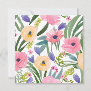 Carte Bouquet de fleurs printanières Aquarelle florale