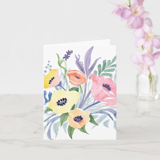 Carte Bouquet de fleurs printanières | Aquarelle florale (Orchidée)