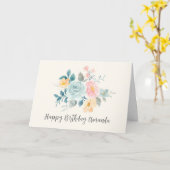 Carte Bouquet de fleurs rose et bleu élégant - Anniversa (Fleur jaune)