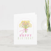 Carte Bouquet de fleurs rose jaune (Devant)