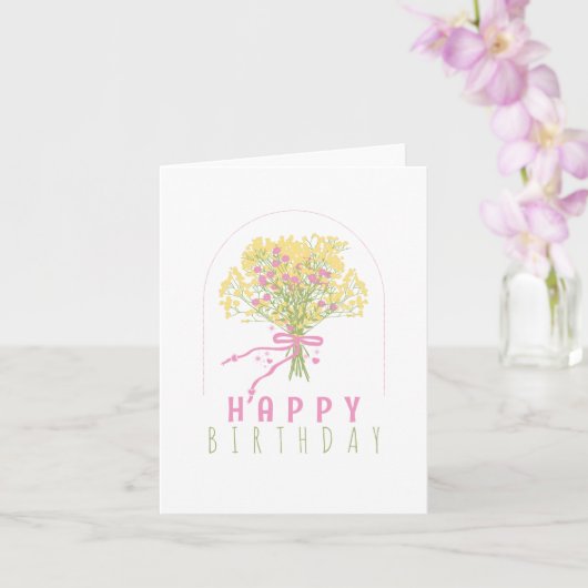 Carte Bouquet de fleurs rose jaune (Orchidée)
