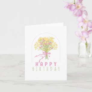 Carte Bouquet de fleurs rose jaune