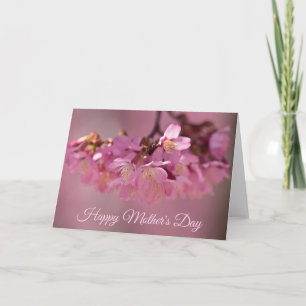 Carte Bouquet de fleurs roses délicates de cerisier pour