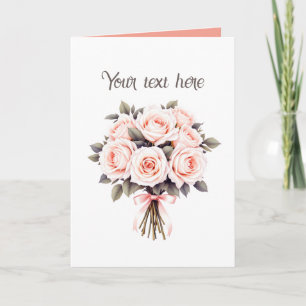 Carte Bouquet de fleurs roses élégant personnalisable