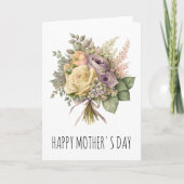 Carte Bouquet de fleurs roses Fête des mères (Devant)