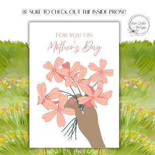 Carte Bouquet de fleurs sauvages florales roses pour la