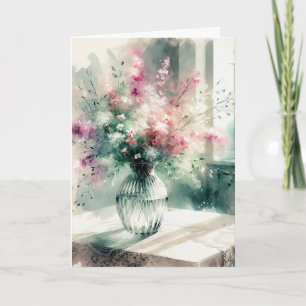 Carte Bouquet de fleurs sur une table