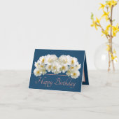 Carte Bouquet de jonquille bleu rose blanc Joyeux annive (Fleur jaune)