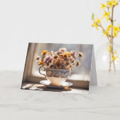 Carte Bouquet de la Coupe du Café d'Anniversaire (Fleur jaune)