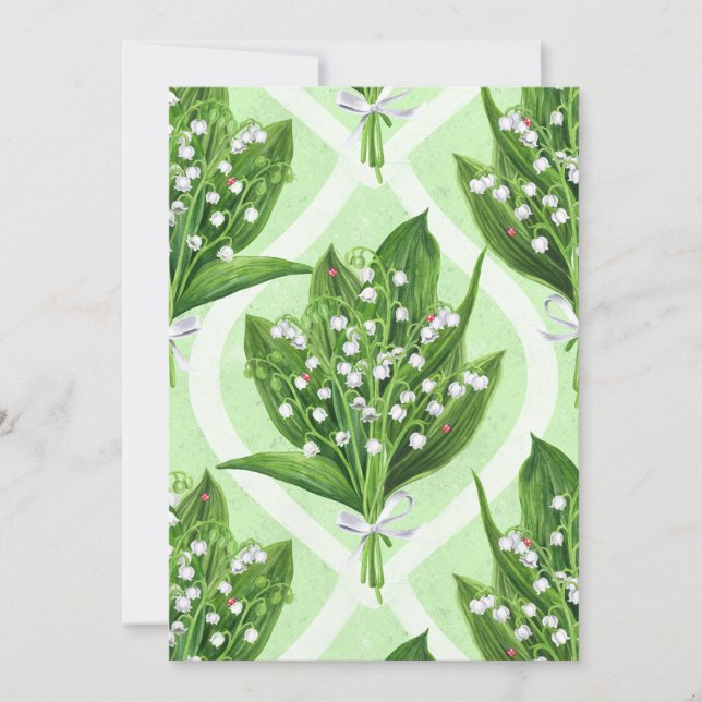 Carte Bouquet de lys de la vallée fleurs sur vert (Devant)
