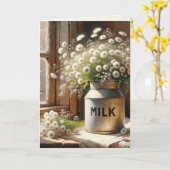 Carte Bouquet de marguerite dans une boîte de lait (Fleur jaune)