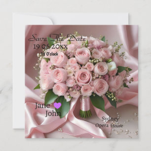 Carte Bouquet de Mariage rose doux,