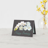 Carte Bouquet de menthe grise Fleurs blanches Joyeux ann (Fleur jaune)