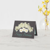 Carte Bouquet de menthe grise Orchidées Roses Joyeux ann (Fleur jaune)