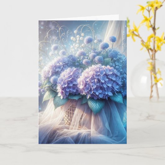 Carte Bouquet de panier d'hydrangée (Fleur jaune)