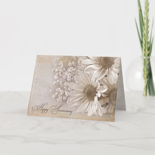 Carte bouquet de pâquerettes pour anniversaire de mariag (Devant)