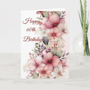 Carte Bouquet de printemps aux roses roses aquarelle 60e