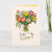 Carte Bouquet de printemps Daffodique Tulip Daisy Fêtes  (Devant)