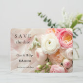 Carte Bouquet de ranunculus closeuse rose et blanc (Debout devant)