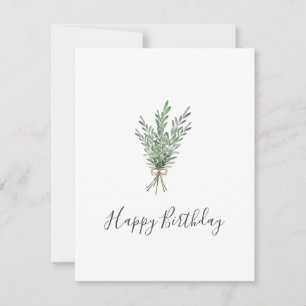 Carte Bouquet de romarin d'aquarelle avec bec de jute