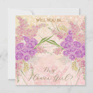 Carte Bouquet de rose à ruban léger Sunset Blush - Fille