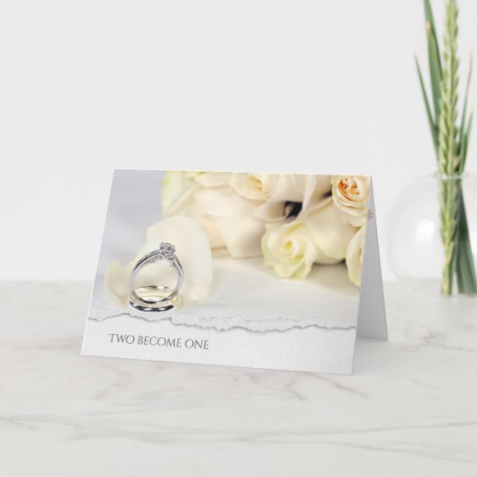 Carte Bouquet de rose mariage avec bord de papier déchir (Devant)