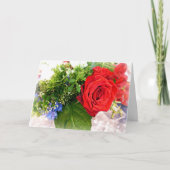 Carte Bouquet de Rose rouge Saint Valentin/Joyeux annive (Devant)