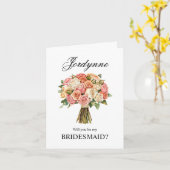 Carte Bouquet de Roses Corail et Blush Proposition Demoi (Fleur jaune)